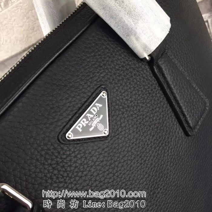 普拉達PRADA原單 2VE368-5 黑色原單荔枝紋PRADA男士商務公事包 PHY1430